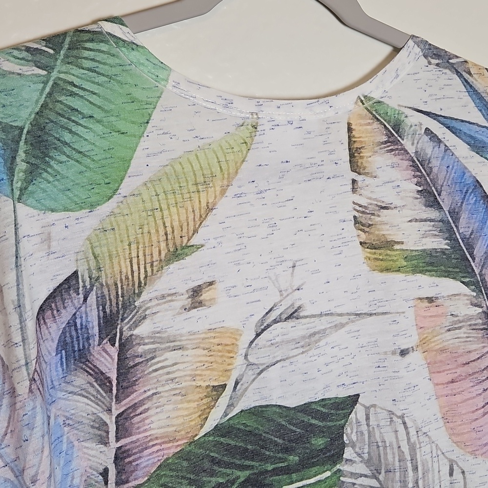 Sag Harbor Tropical Leaf Print Short Sleeve Tee - Picture 5 of 6